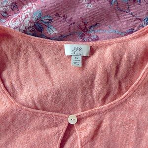 J Jill Cashmere Sweater 4X Peach EUC